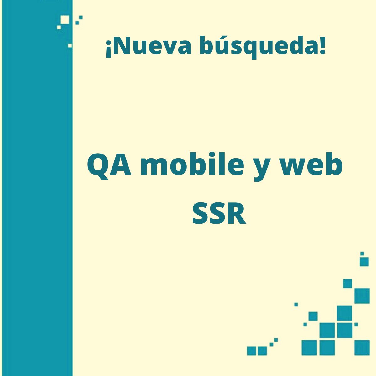 CamilaLaRocca1's tweet image. Nueva búsqueda! 

Se requiere contar con experiencia en #pruebasfuncionales #automation #testingweb #testingmobile #sql #agile

Si te interesa saber más podes enviar MD o contactarte por mail.