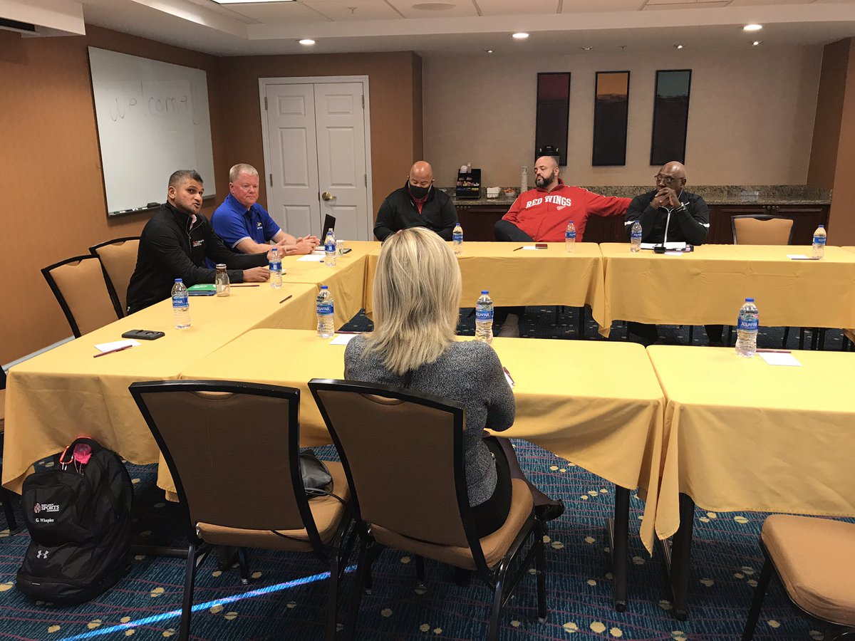 MarylandSports's tweet photo. Kicking off Day 2 of #MTTS2021 with a #TEAMMaryland meeting.  A preview of what’s to come during this afternoon’s General Session featuring @neelaybhatt - Al Kidd of @Sports_ETA - Kris Smith, Kevin Smith &amp; Matt Libber of @MDSoccerPlex 

#tourismworks4md
#mdsporttourism https://t.co/lJu05B8wQd