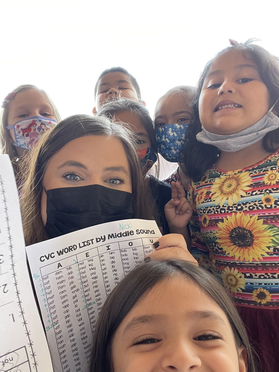 MrsJodiGilbert's tweet photo. When there is 9 of them it is so hard to get them all.. but these sweet kiddos are a few of my Why’s! They are working so hard at mastering this huge list of CVC words! I am so proud of them!! #growingwithgilbert https://t.co/OSZnpq83uj