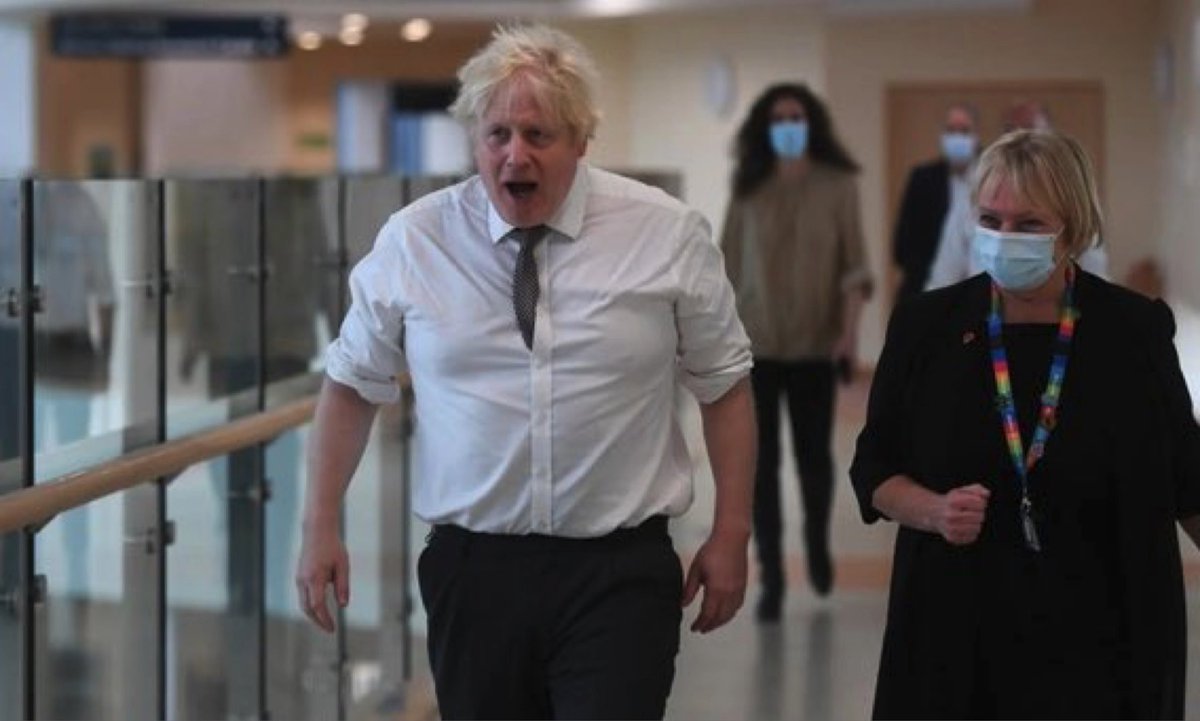 So this clown of a leader, couldn’t face the difficult questions in parliament yesterday but did fancy walking around a NHS hospital without a mask on. @BorisJohnson do you even have a single clue of how to behave?