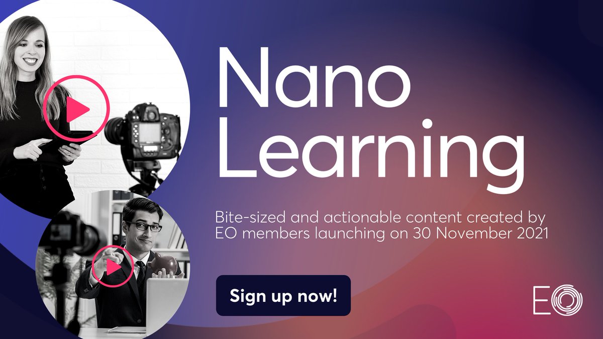 Experience bite-sized learning created by your fellow EO members! Mark your calendars on 30 November 2021 for the launch of our newest playlists. These will be accessible exclusively on the EO Learning Platform. Sign up here: events.eonetwork.org/nanolearning/ #NanoLearningByEO #GEW2021