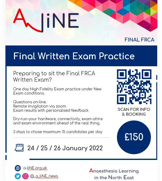 Planning to sit for the Final FRCA Written Exam? Make sure you are well prepared with our one-day High Fidelity Exam practice under the new exam conditions ahead of the real thing! Limited spaces available on 24, 25, and 26 January 2022.

#FRCA #FinalFRCA