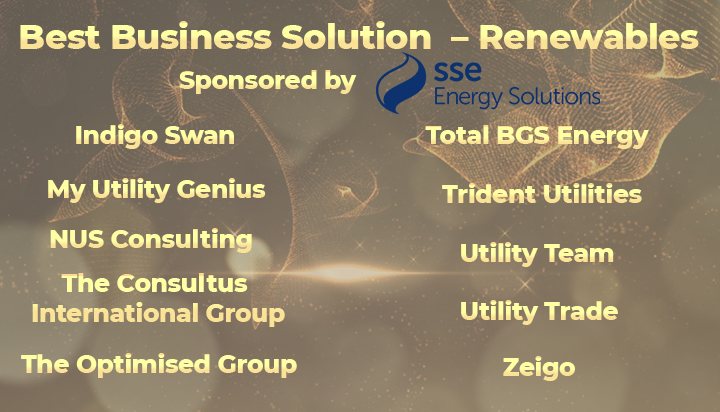 We're delighted to announce TELCA 2021 shortlist for the Best Customer Business Solution award -Renewables (sponsored by <a href="/SSEB2B/">SSE Energy Solutions</a> ), shortlisted companies are: Indigo Swan, My Utility Genius, NUS Consulting, The Consultus International Group, The Optimised Group.
See you 1st Dec!