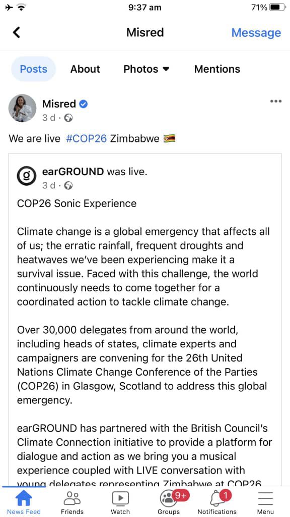 JOIN <a href="/zwBritish/">British Council</a>🇬🇧 &amp; @EargroundZw this Thursday, 11 November, 7:30PM CAT, for MUSIC and LIVE conversation with Zimbabwe’s youth delegates at #COP26 on British Council’s Climate Connection platform.

#GlasgowCop26 
#ClimateActionNow

<a href="/COP26/">COP26</a> <a href="/EBKuch/">EBKuch</a> 
<a href="/natalietariro/">Natalie Mangondo</a> <a href="/NkosiOfficial05/">NkosiNyathiOfficial05</a>