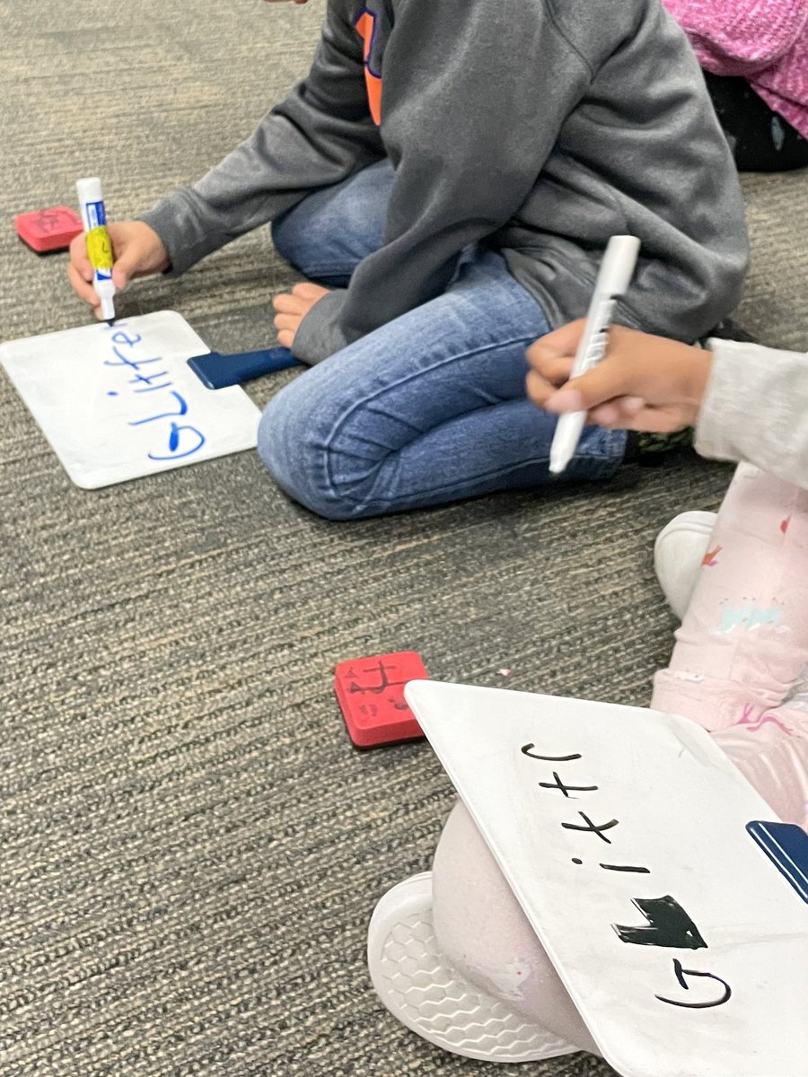 1st grade students practicing word work in <a href="/MrsShivers1/">Mrs. Shivers, M.Ed</a>'s class. These students used their knowledge of the 'gl' blend to help them spell 'glitter'. <a href="/HumbleISD_SWE/">Summerwood Elementary</a> <a href="/Humble_ElemELA/">Humble ISD Elementary ELA</a> #thinkwriteread