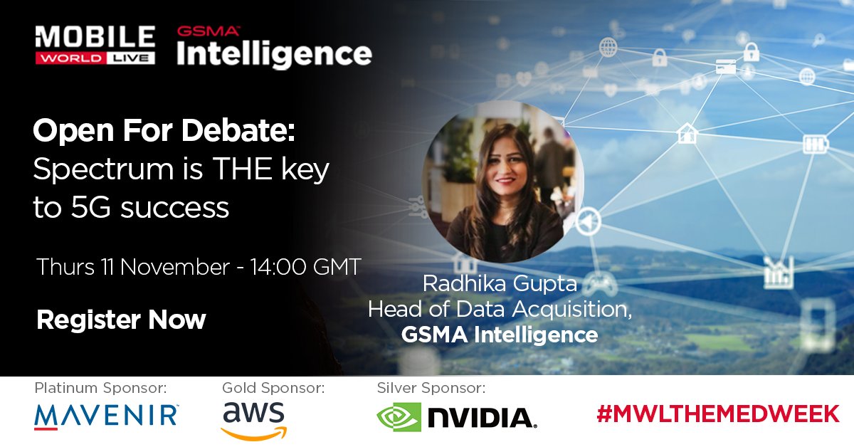 For 40% of operators, new #spectrum allocations are critical to #5G’s success. <a href="/radhika507/">Radhika Gupta</a>, <a href="/john_kuzin/">John Kuzin</a>, <a href="/EuginaJordan/">Eugina Jordan</a> and experts from <a href="/airtelindia/">airtel India</a> &amp; <a href="/GSMA/">GSMA</a> will discuss how efficient spectrum management is key to open #5G networks this Thursday. Register! bit.ly/3F2SFHI