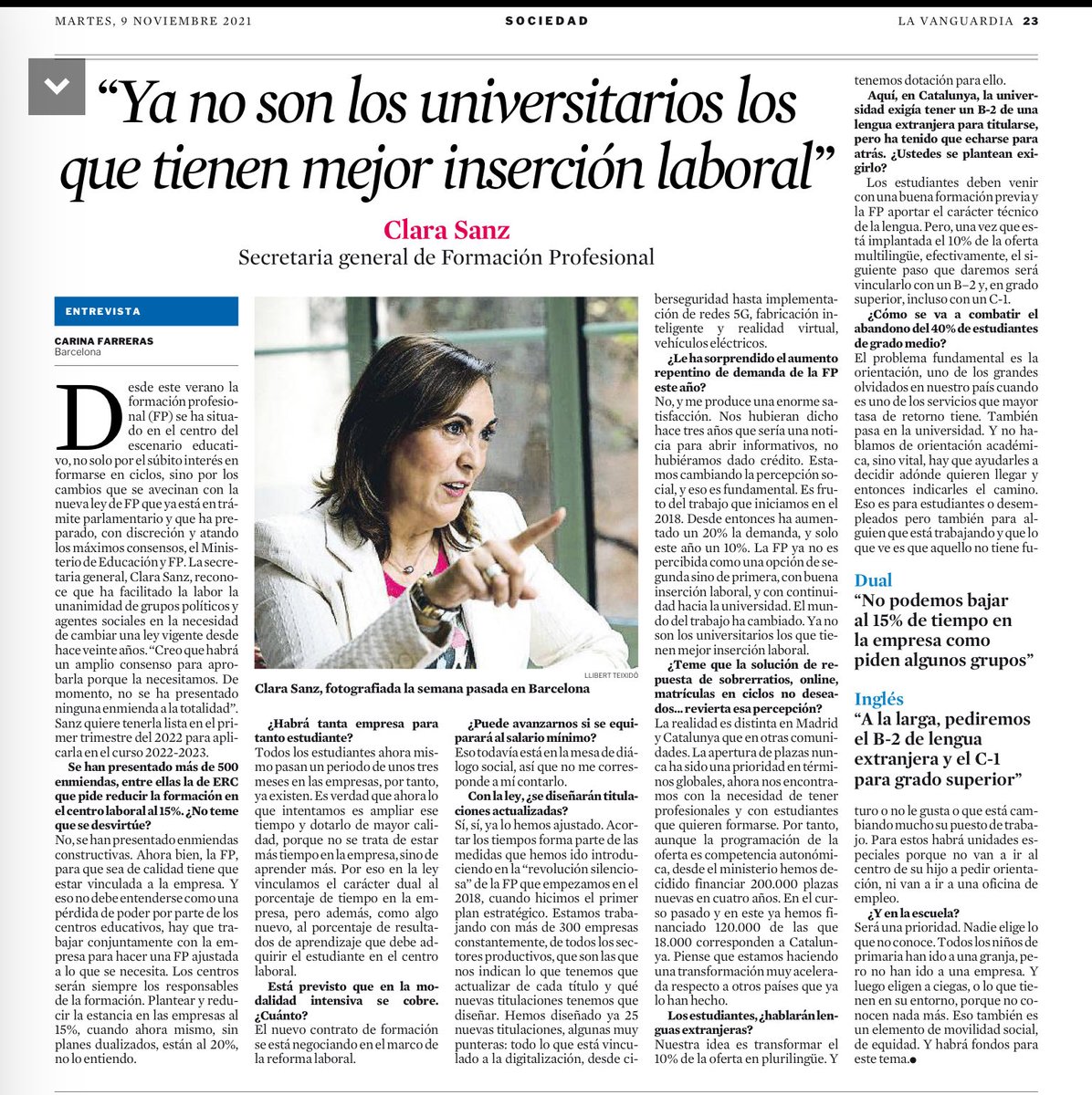elsapunset's tweet photo. ¿Cómo afrontamos nuestro descomunal abandono escolar? Una excelente propuesta de ⁦@ClaraSanzL⁩ es reforzar la “orientación vital” a cualquier edad. ¿Qué me gusta/apasiona, y para qué tengo buenas habilidades? El sistema educativo apenas considera algo tan fundamental. https://t.co/NuYPy0MYI8