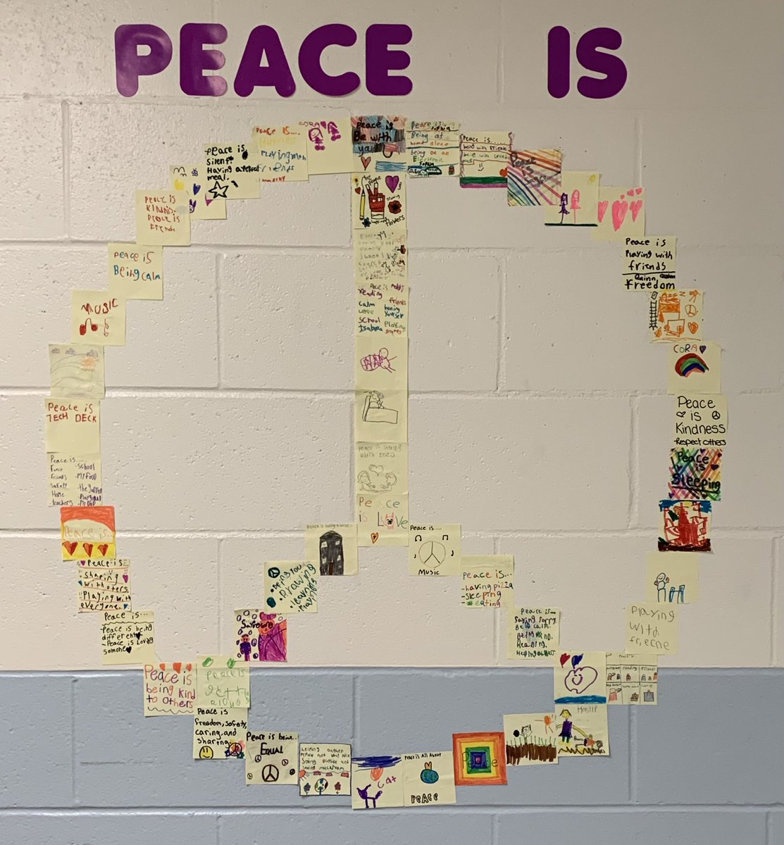 missblacksclass's tweet photo. @missblacksclass is working with @alcdsb_stmt students on #bigartattack Peace Pieces. #peaceis many things. Thanks @toddparr #thepeacebook @alcdsb #alcdsbmysp #schoolcollaboration #artstory ☮️ #visualreminder ✌🏻 #peace #zoomin https://t.co/xQYsM64LBS