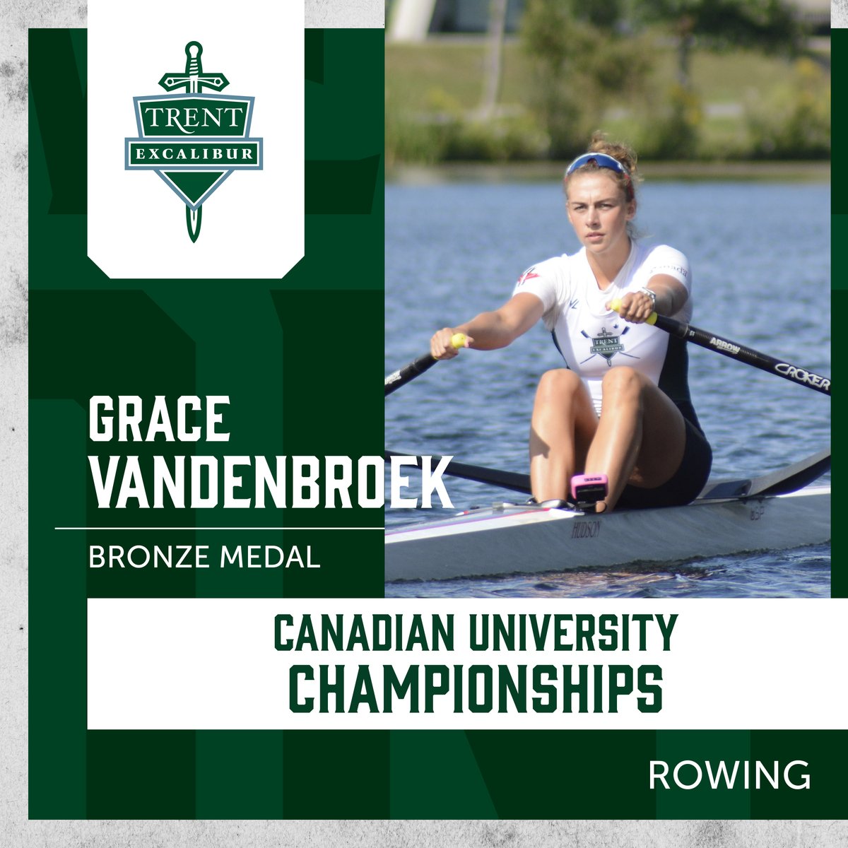 TrentExcalibur's tweet photo. Canadian University BRONZE 🥉

Congratulations to @TrentRowing Grace VandenBroek as she earned the BRONZE medal at the Canadian University Rowing Championships over the weekend in the women's singles race! ���

#1EX #1Excalibur https://t.co/P9FGIYhTHY
