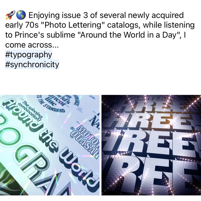 🚀🌎 #synchronicity #coincidence #synchronicities #theflow #typography #photolettering #letters #fonts #typeface #typefaces #design #graphicdesign #designer #graphicdesigner #typesetting #typeset #prince #aroundtheworld #aroundtheworldinaday #atwiad