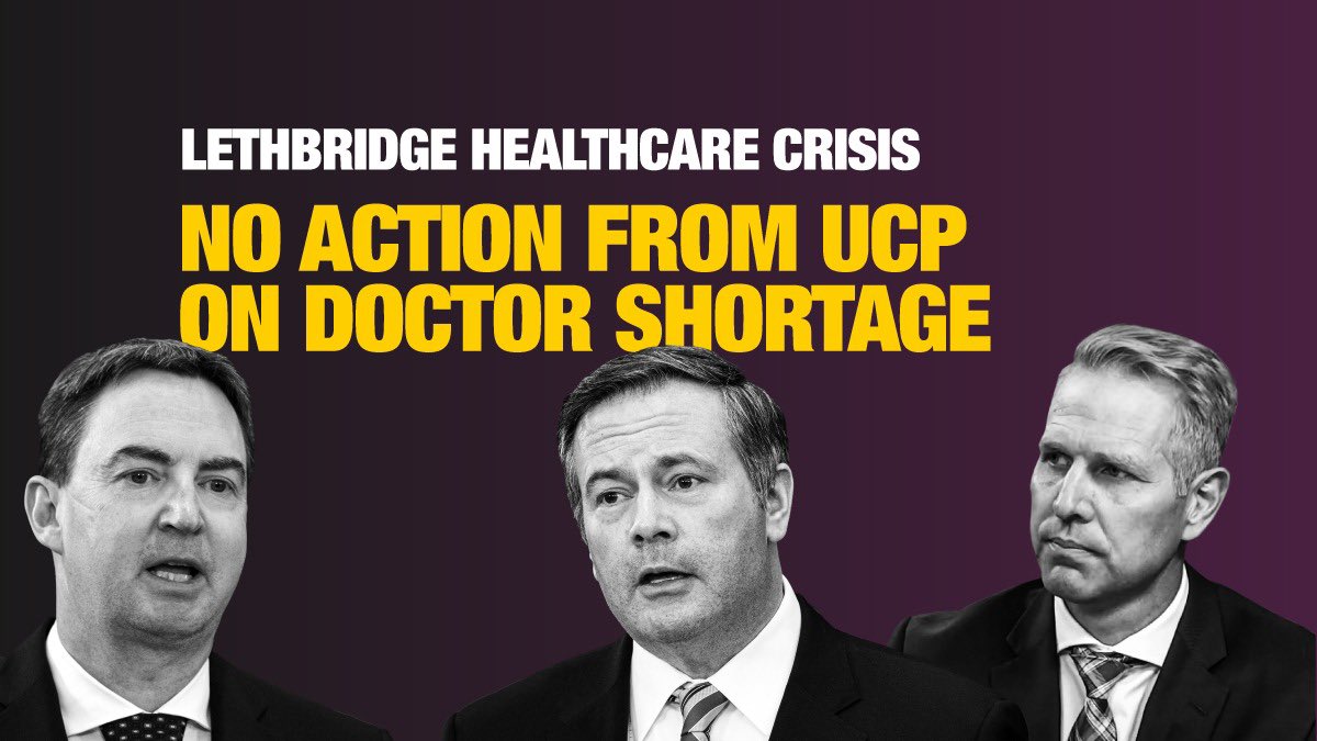 DShepYEG's tweet photo. Nearly two years after the UCP began their war on AB doctors, thousands of people in Lethbridge have no family doctor. 

Yet Jason Kenney &amp; the UCP have done nothing to address it. Instead, their mishandling of COVID is making the situation worse.

https://t.co/l7HsLsIODf #ableg https://t.co/0Xy2lSuwHI