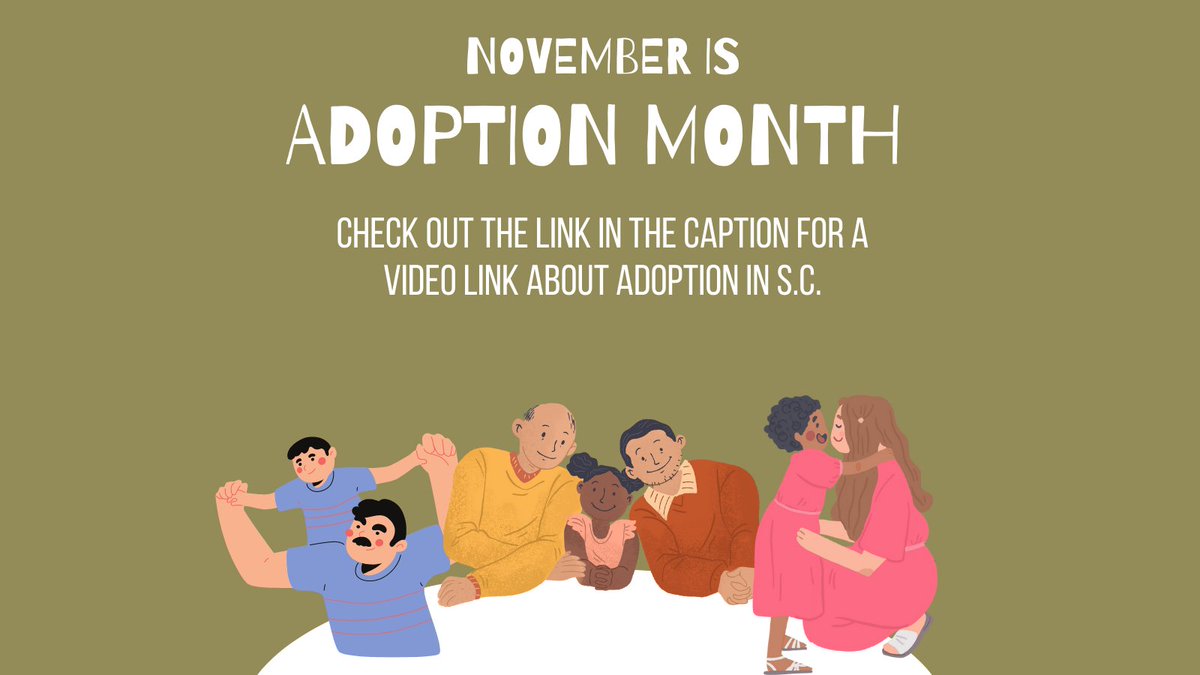 sclegalservices's tweet photo. November is National Adoption Month! 

Click here for more information about adoption in SC: https://t.co/r295gtg12q https://t.co/A7ddJLL7Rv