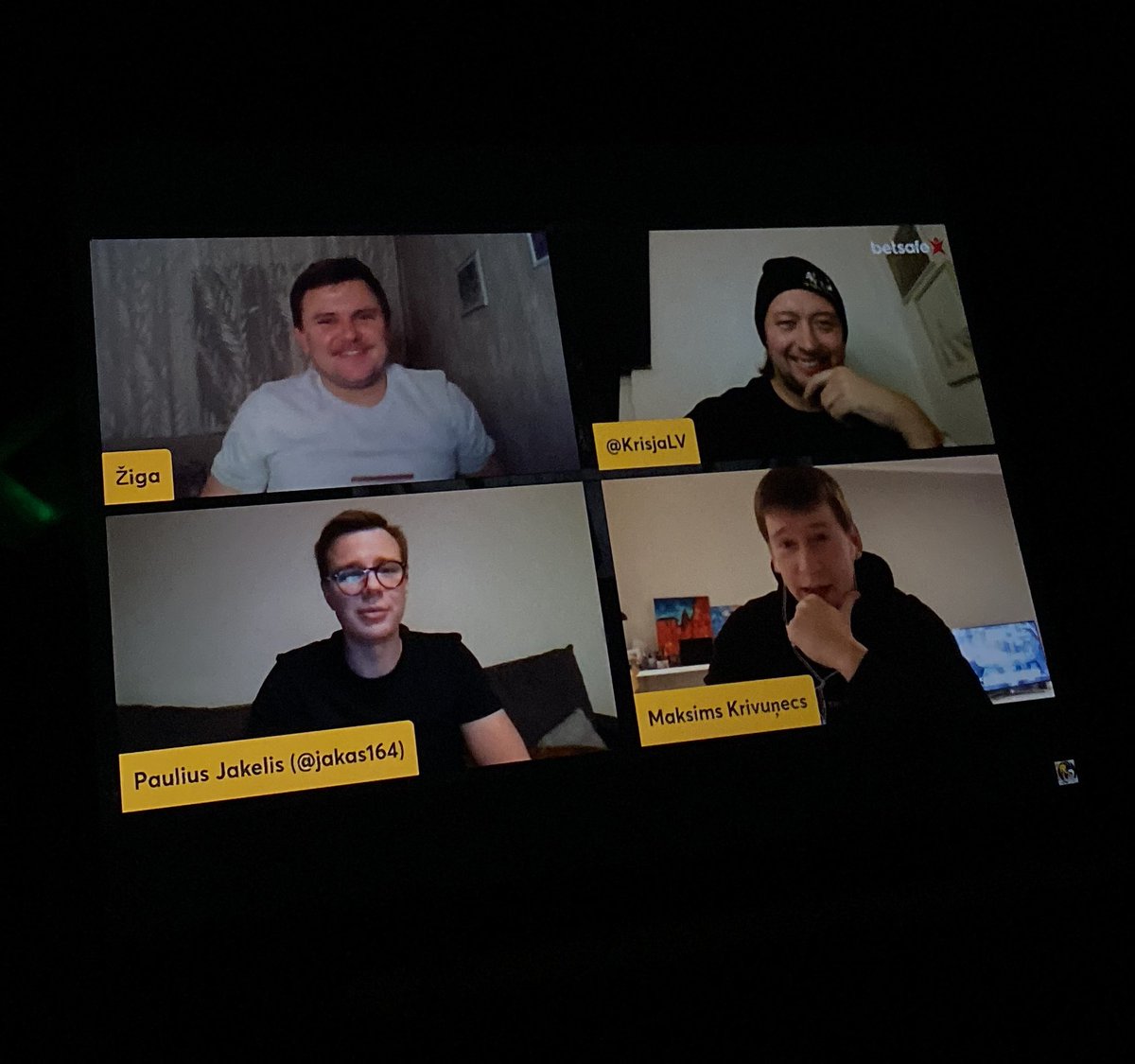 yakovlevdani's tweet photo. A good end to a productive day, happy to see familiar faces 😁
Congratulations on the great achievement for the league! @m_krivunecs @PauliusJakelis 
#FootballManager2022 

P.S усы супер :) @jzigajev https://t.co/ZbEZAMWkLo