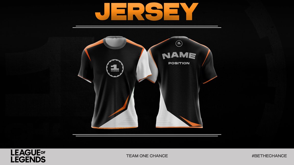 OneChanceTeam's tweet photo. ¡NUESTRA JERSEY!
Después de tanta espera, hoy les queremos presentar la Jersey del equipo de LoL que estarán usando para el 2022 en los torneos.
Esperemos que les haya gustado el modelo.
#BeTheChance https://t.co/Xnew70IuPn