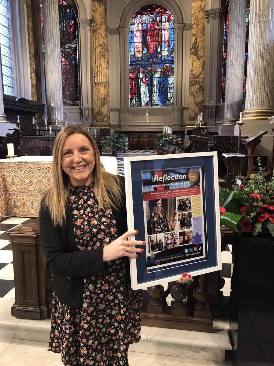 bhamcathedral's tweet photo. Today we bid a fond farewell to @lizwoodcomms - a wonderful member of #teamcathedral for 7 years. Her dedication and humour will be missed. Liz, go forth with our love &amp; blessings into the next chapter ❤️ https://t.co/TOGjB4z89R