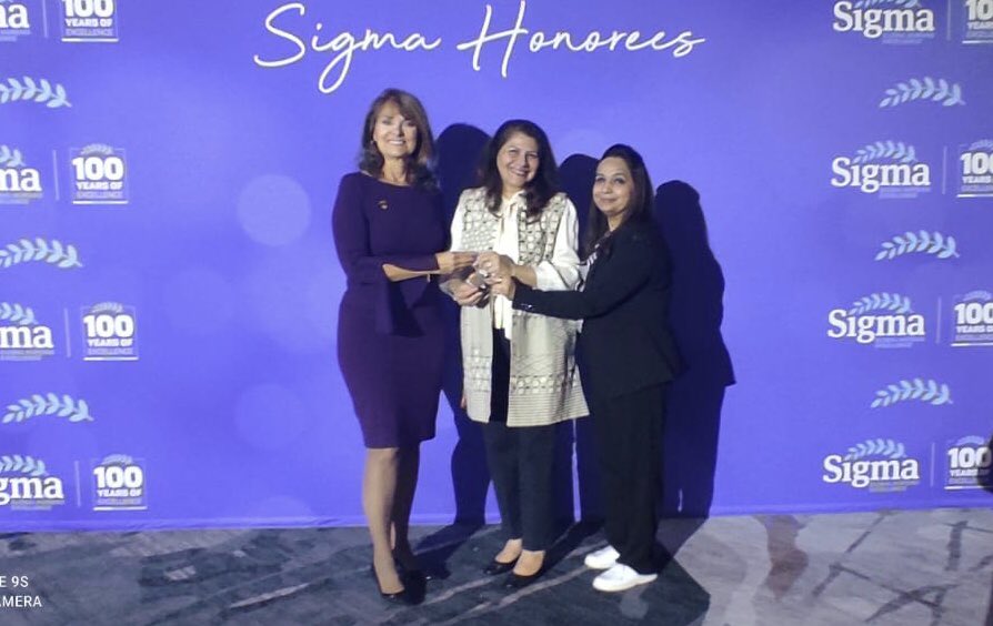 RKarmaliani's tweet photo. Thrilled to have made it in person to receive the Rho Delta Chapter Key at @SigmaNursing's 46th Biennial Convention in Indiana, USA. Happy to serve as a delegate of 🇵🇰 &amp; @AKUglobal and even more excited to be among so many amazing nurses from around the world! #SigmaConv21 https://t.co/O3uIs8S8Wl