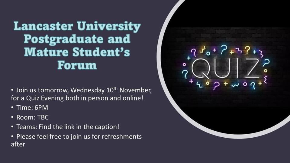 LUSUmaturestud1's tweet photo. Tomorrow! (weds) come along, meet new friends and win some choccy! Teams Link: https://t.co/SnB3NWiKP0
Room: Bowland North Seminar Room 1 https://t.co/urO01h6cOo