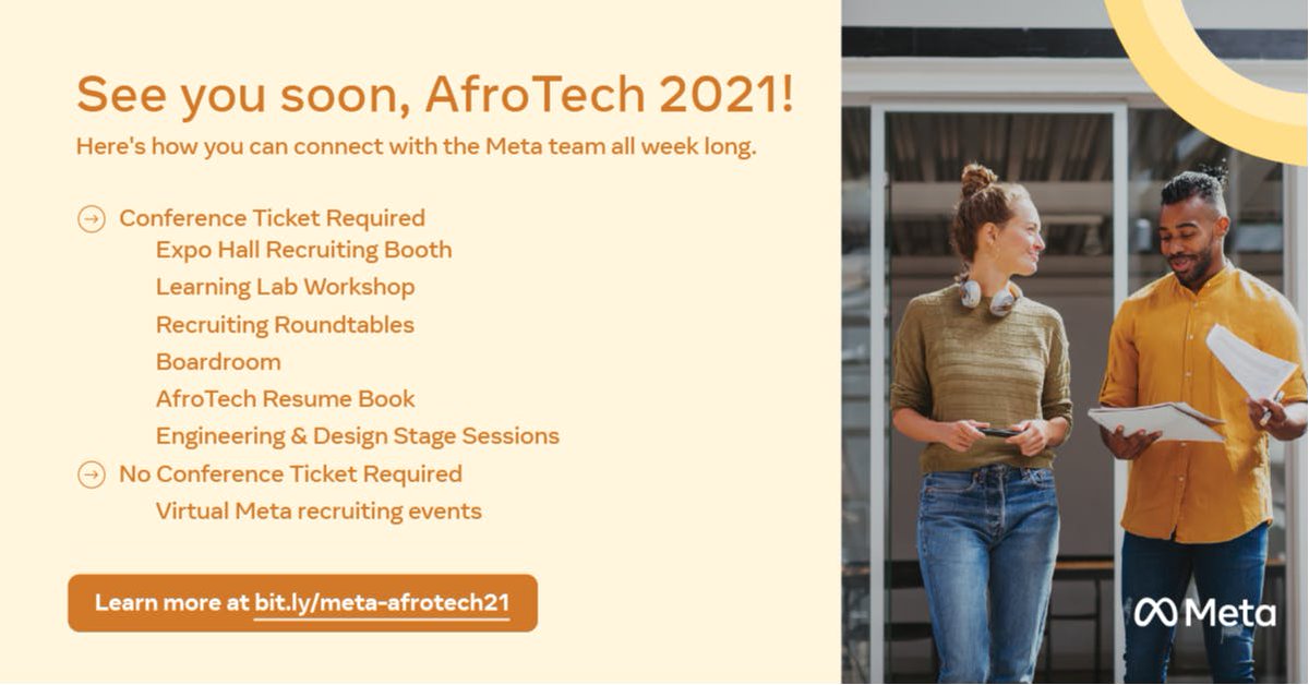 InformedLatina's tweet photo. ICYMI: Blavity's AfroTech Conference is happening this week virtually in AfroTech World.

Visit us at https://t.co/iWwRhsLA1d to connect with our recruiters and stay up-to-date on our events.

#AfroTech2021 https://t.co/Xd60WTq6us https://t.co/5WTUPg0Itx