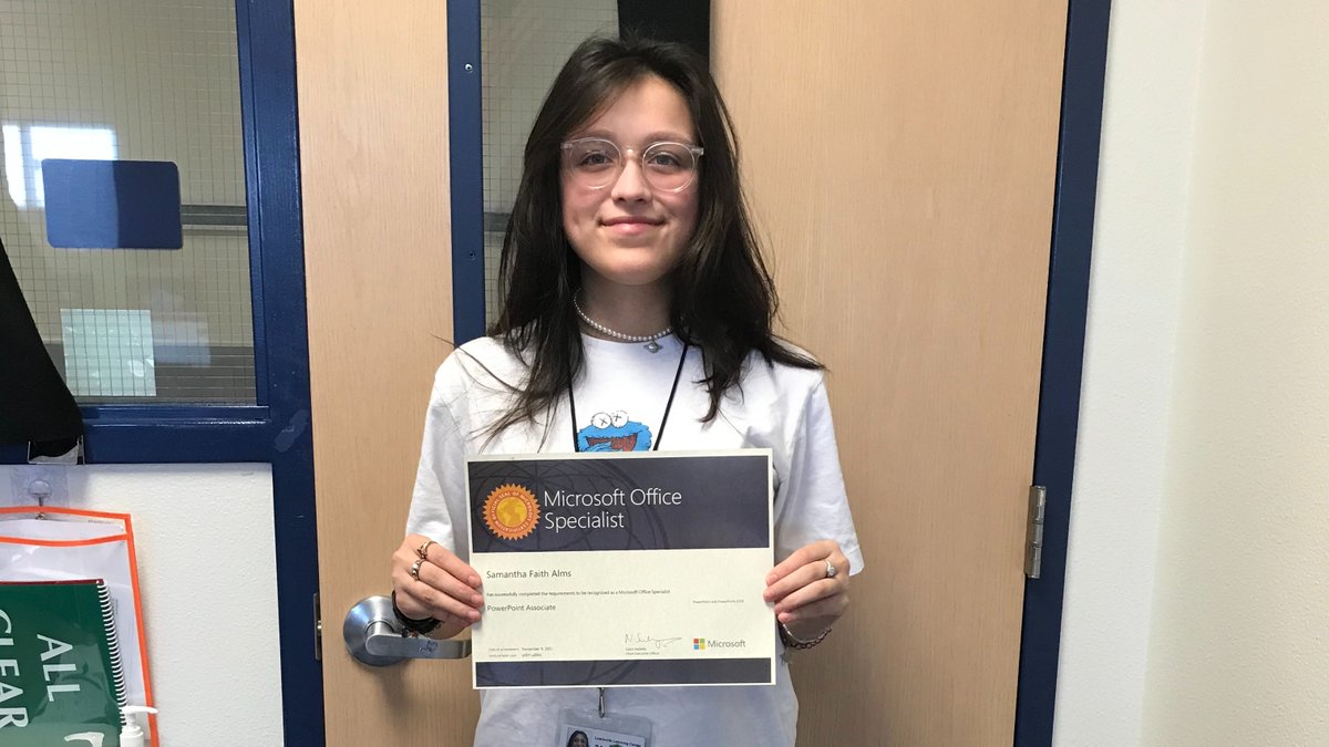 MrJurca's tweet photo. So proud! Another #LLCAccelerates student gets certified in #OfficePowerPoint! Great job Samantha A.! #lisd_cte.
@powerpoint
@Office https://t.co/yDeAWntD55