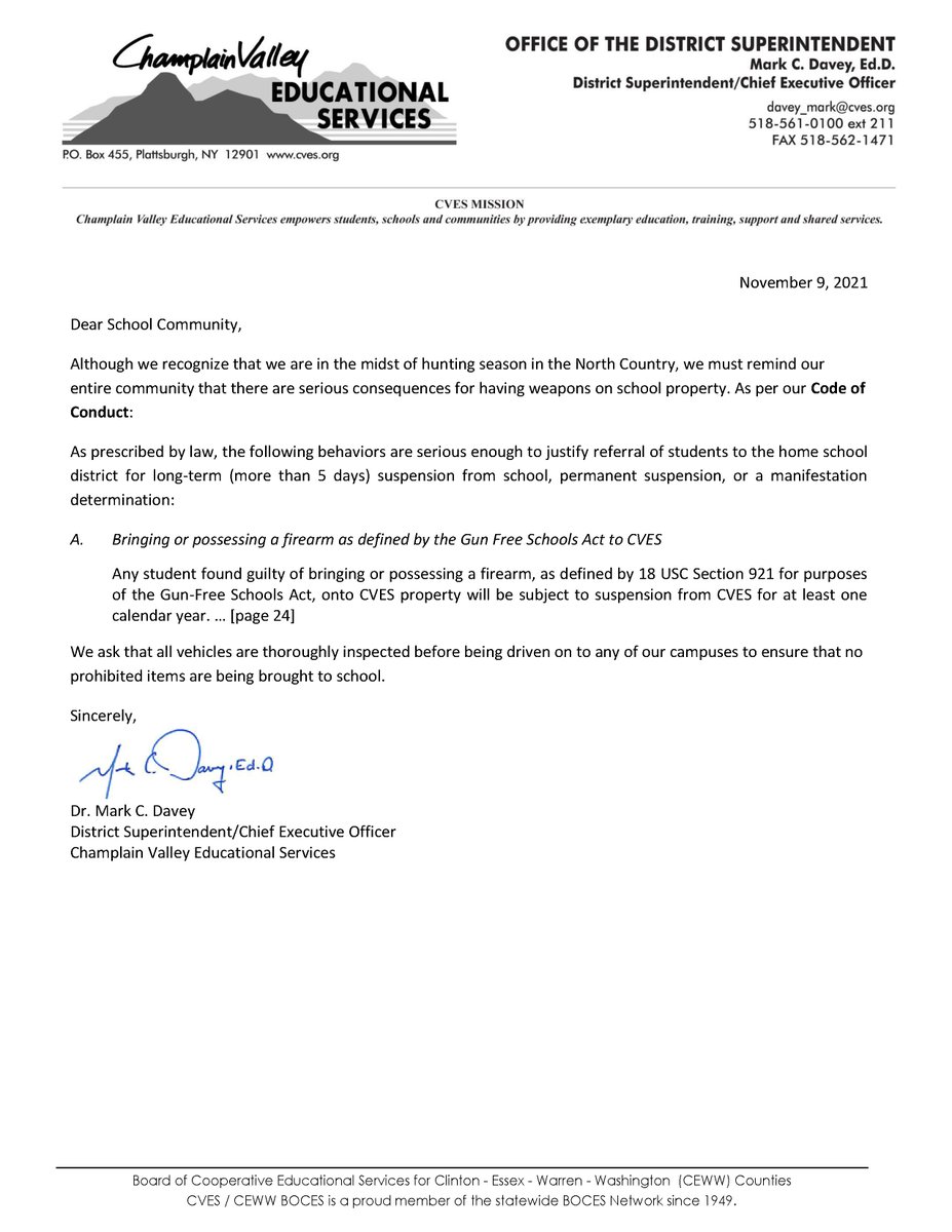 An Important Message from Dr. Mark Davey - issued Nov 9, 2021.

cves.org/cves-reminder-…