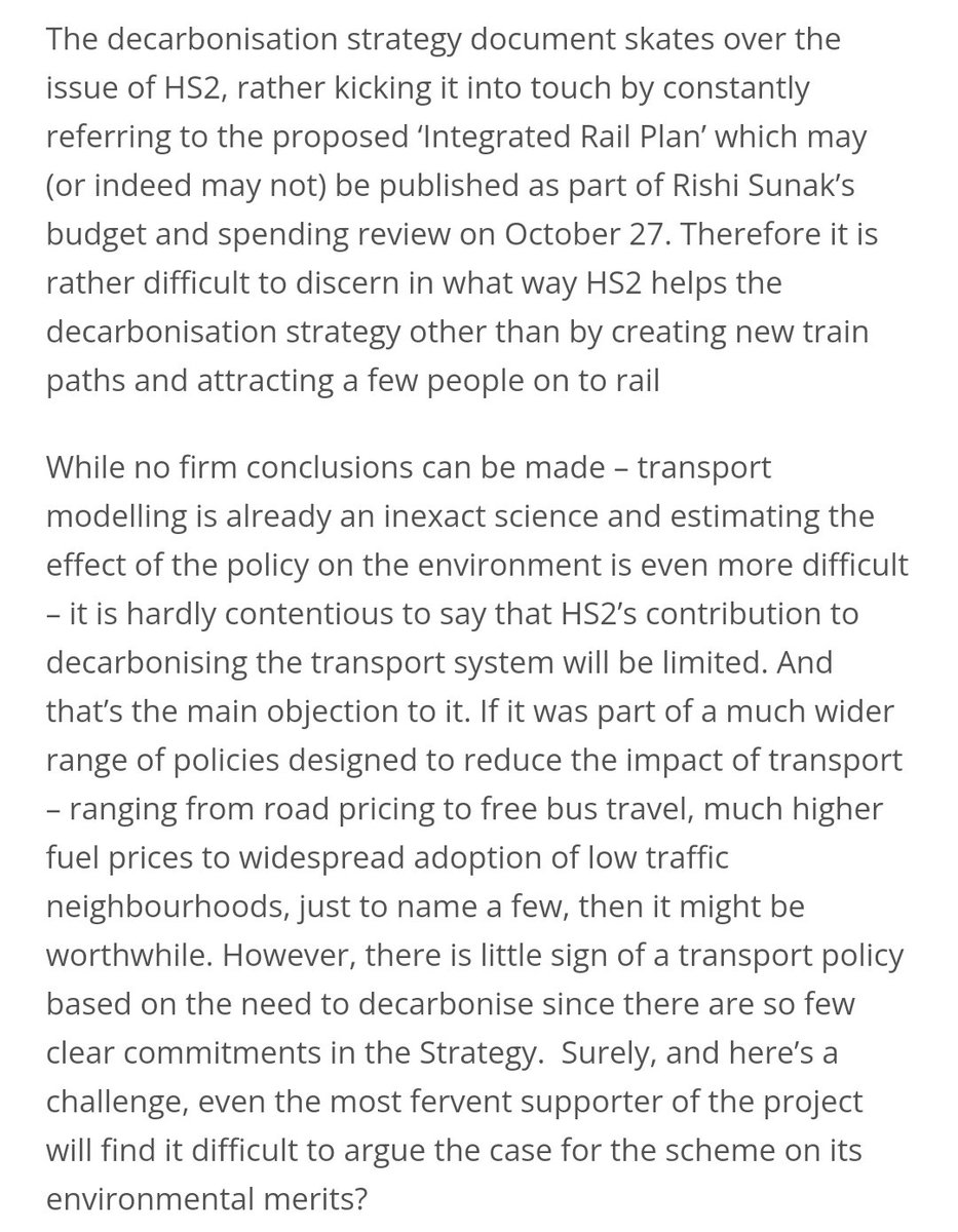 rh52d's tweet photo. @christianwolmar actually acknowledges my point: '...if part of a much wider range of policies designed to reduce impacts of transport...'. #HS2 cannot exist in a #PolicyVacuum, we can do things now as Wolmar suggests: #RoadPricing, #FreeTravel (why restrict to buses?) etc... https://t.co/CyqMhljz22