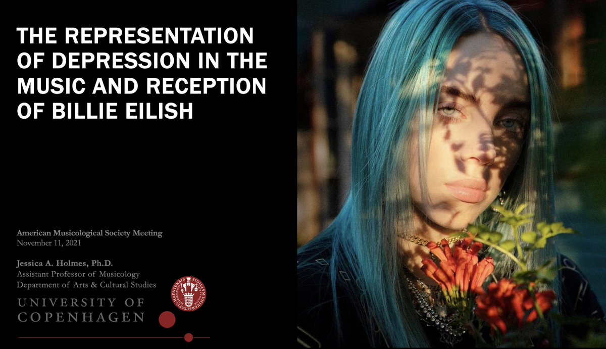 hessicajolmes's tweet photo. Attn: @AMS_musicology 2021 CONF attendees: I invite you to watch my video recording of my paper on Billie Eilish &amp; Depression, and join me and my fellow "Portraying Disability" panelists LIVE on THURS NOV 11 from 1-2pm (Chicago time) for our Q&amp;A! https://t.co/0oaF8zyf6g https://t.co/uWGTRP9MNx