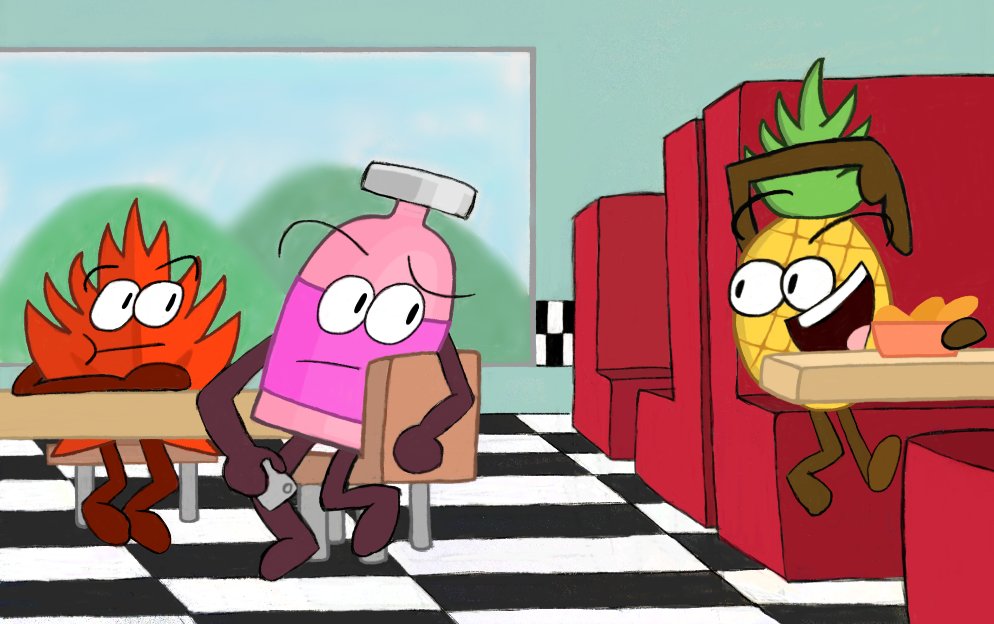 “these are some really good chicken strips!”
a lil scene redraw from Ep 1 of Welcome to Wyvern Wynne by <a href="/tee_wportal/">twportal</a> - very kool and funny show <3 #objectshow