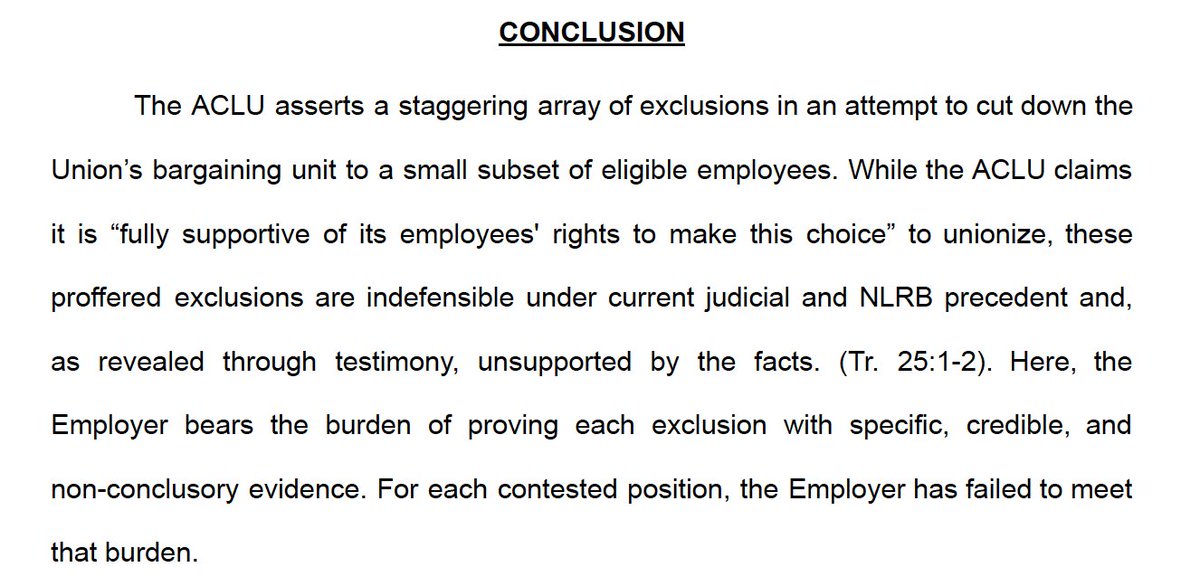 ACLUILUnited's tweet photo. Yesterday, we filed our post-hearing brief with @NLRB. 

The @ACLUofIL told the Board that they're "fully supportive" of our right to unionize. But their ongoing effort to exclude more than 50% of our unit tells the real story. #1u #UnionStrong https://t.co/eC3Js9NRpX