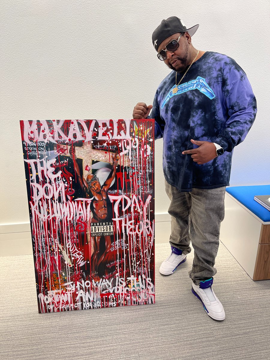 Lil something special for today’s 1-of-1. @riskieforever painted this custom 30” x 48” canvas for the #makaveli25th anniversary NT collection. His customs go for serious $$$, and this one is next level. Place your auction bid: bit.ly/3bRmVJd #NFT @NFT