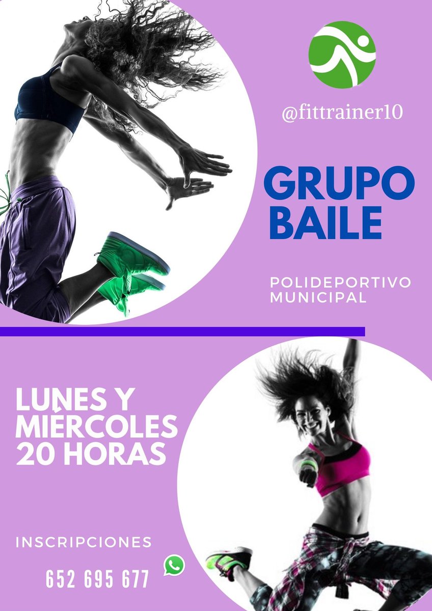 FITTrainer10's tweet photo. ¿Te gusta bailar? Hemos comenzado con #GrupoBaile

Haz deporte al ritmo de la música 🎶 👯‍♀️ https://t.co/BjEUKu6AES