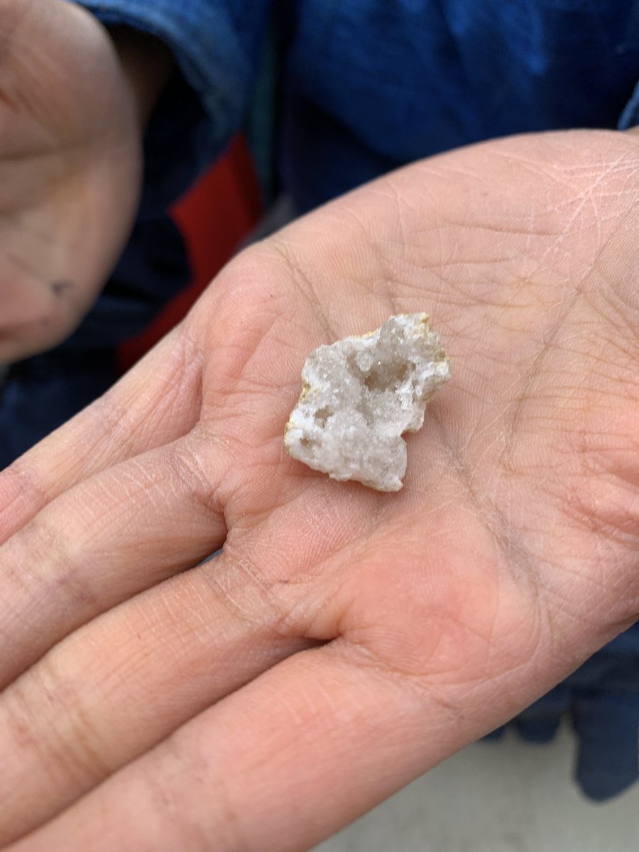 AngelaDepner's tweet photo. Cracking geodes, “rocks with a surprise inside” with TCs @Sarah_Quon and Miss Russell. A huge thanks to @GranaryRoad for the geodes! @Rebecca_Thouin @Copperfield106 #wearecbe #thirdgradethunder https://t.co/0xzo1xzuhp