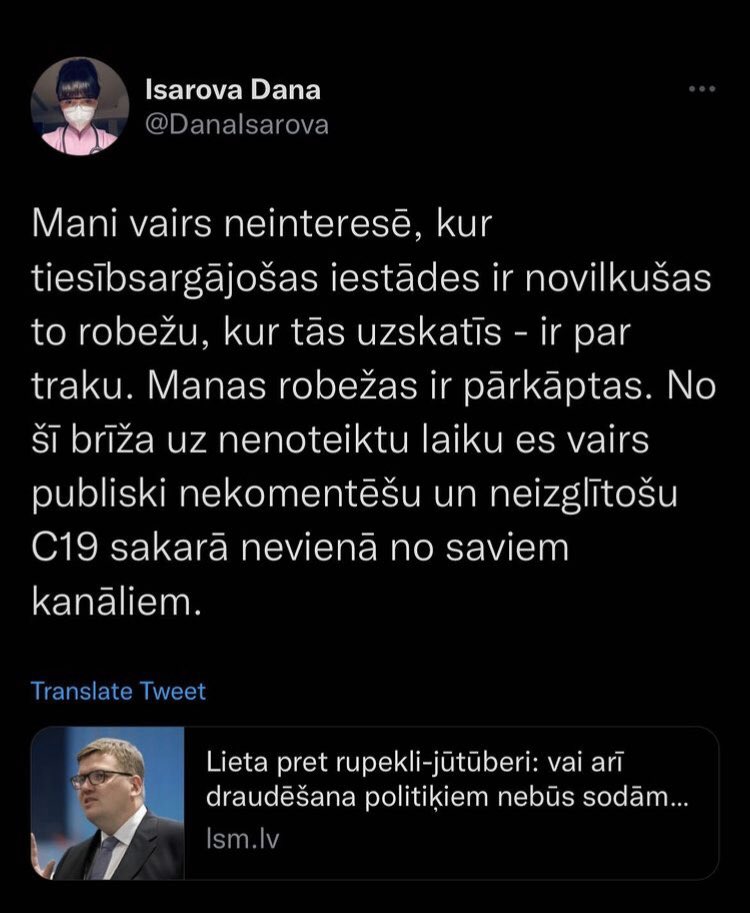 IngaSpringe's tweet photo. Nenormāli žēl. “Paldies” @Valsts_policija . @DanaIsarova ar savu darbu pārliecināja tik daudz cilvēku vakcinēties. 🙁 https://t.co/jrNL6O1v1N