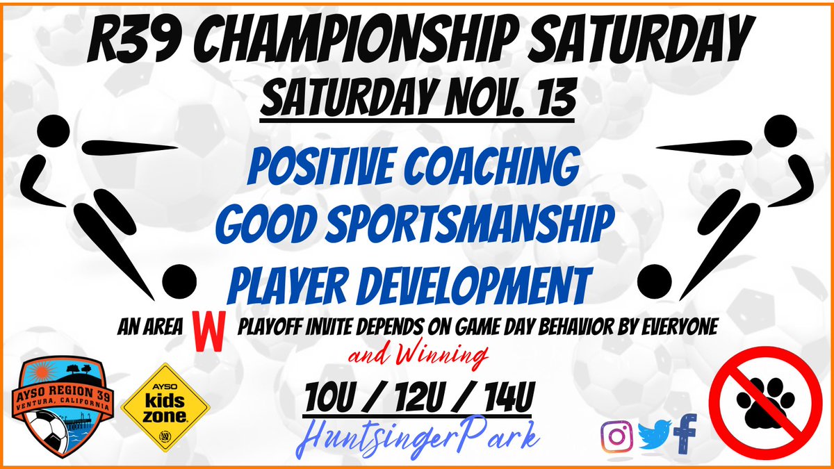 AYSO_Region_39's tweet photo. Congratulations to the teams playing on Championship Saturday.  https://t.co/q5SCDSYLRy. @AYSO_Region_39 @AYSO_Soccer https://t.co/VPLmkmqH1E