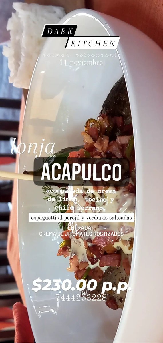 RosmarRestauran's tweet photo. Un clásico de nuestra cocina, la lonja #Acapulco 🐟. 
Bañada en crema de limón hecha al momento con tocino y chile serrano, acompañada de verduras salteadas y espaguetti al perejil.
Entrada: Crema de jitomates rostizados. 
Se entrega el jueves a las 3pm / 7444253228 📱 https://t.co/DdUSdSIKyV