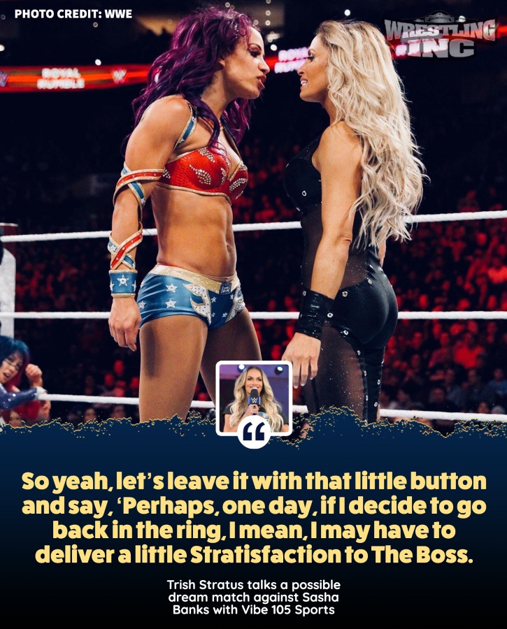 WWE Hall of Famer Trish Stratus has discussed the possibility of a dream match against Sasha Banks.

Full story: https://t.co/qQgWflaLsb

#WWE #SmackDown https://t.co/fBJB8EM70r