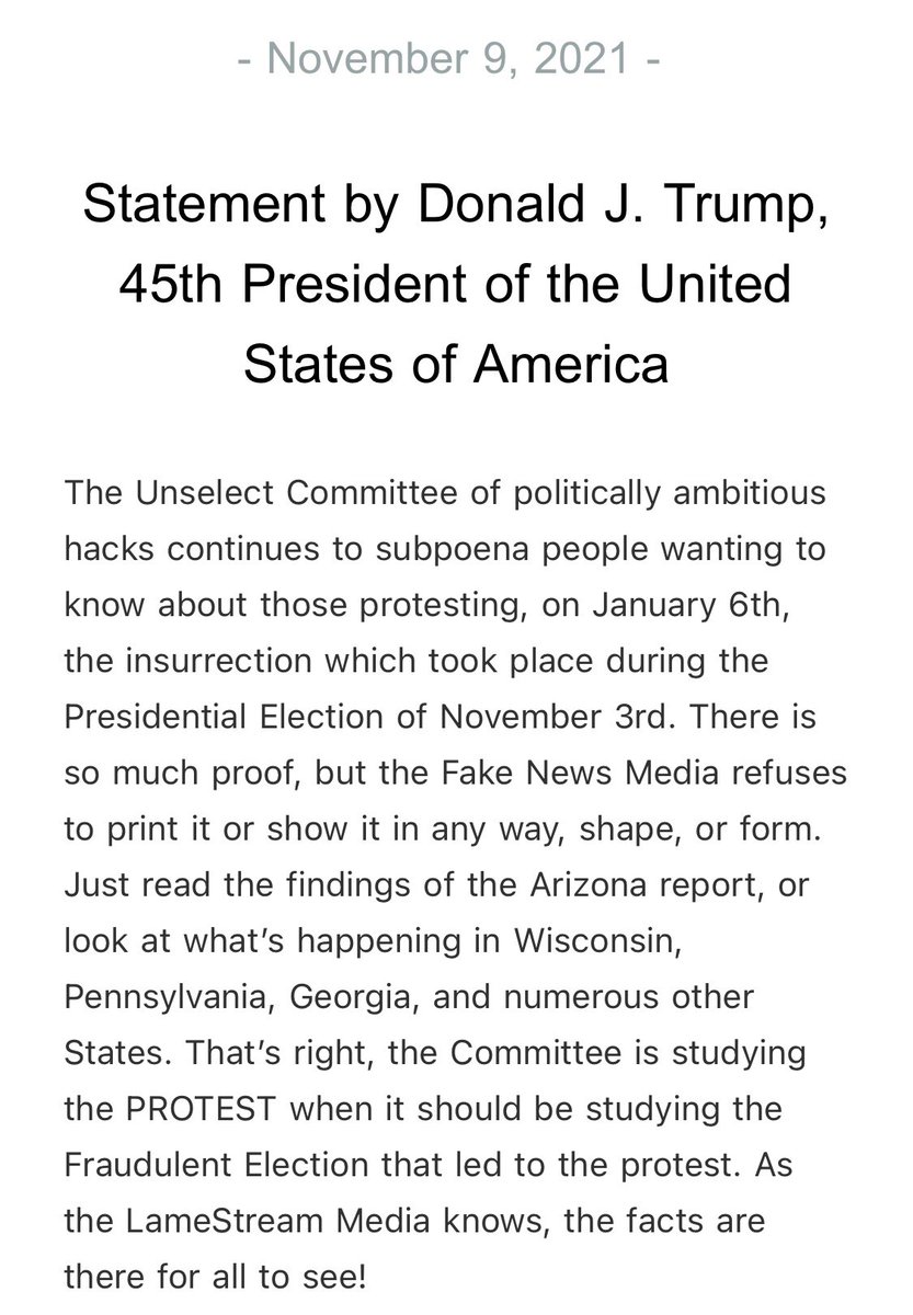 RSBNetwork's tweet photo. Statement by Donald J. Trump, 45th President of the United States of America https://t.co/pLy5VD1tKF