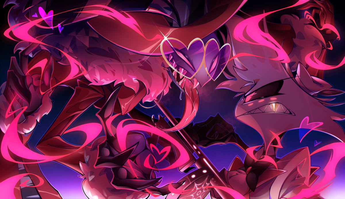 SilentZound's tweet photo. Alastor vs Sir Pentious 🐍
Valentino vs AngelDust 🕷

These are the designs I got commissioned to do for the #HazbinHotel / #HelluvaBoss Merch line. You can find these play mats on the shark robot website under ‘VivziePop’ ✨ https://t.co/RE3esYuOYe