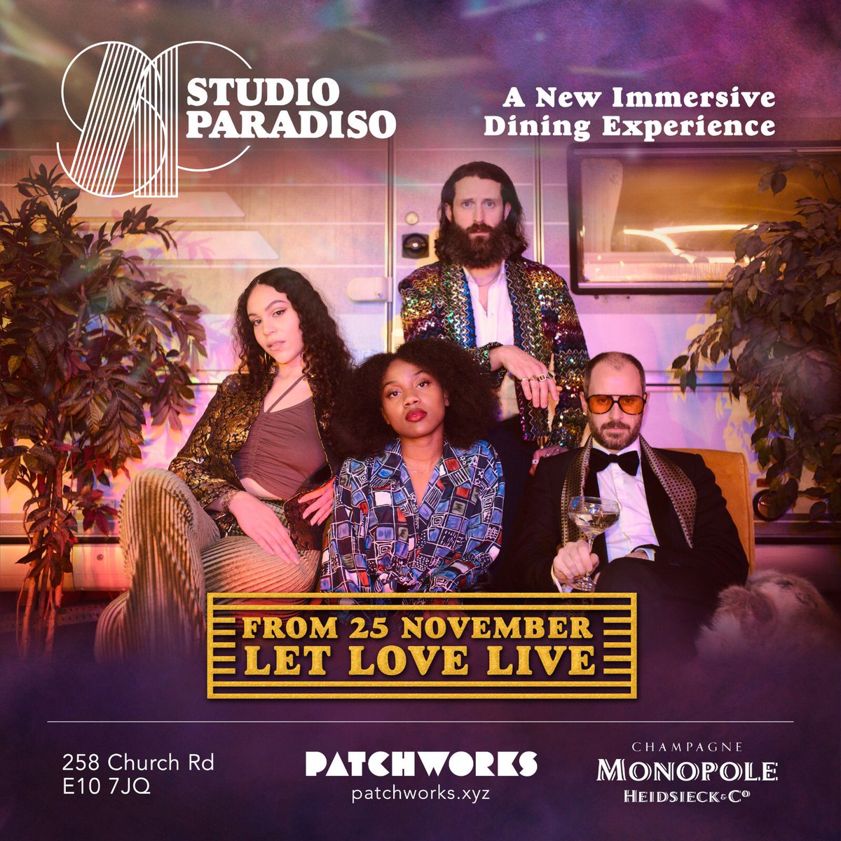 JelliedEelBar's tweet photo. STUDIO PARADISO is coming…
🕺1970s Manhattan loft party
🍾Fondue made with champagne
🎪Pianist, singers, circus act
📍@PatchworksXyz Leyton
📆 25.11.21 - 30.01.22 
🎟 https://t.co/2lTzgwsJur https://t.co/IfHns3ottW