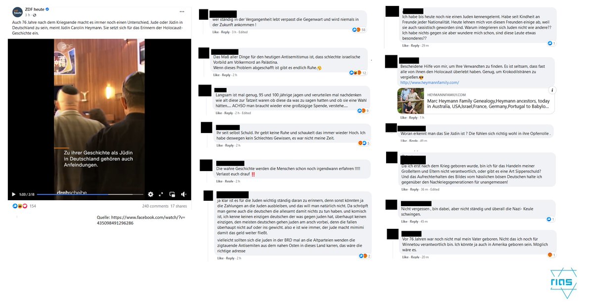 Report_Antisem's tweet photo. Das @ZDFheute hat den Beitrag auch auf #Facebook geteilt, hier einige Kommentare - Zwischen Schuldabwehr, #Antisemitismus und Empathielosigkeit.
#9Nov #Deutschland https://t.co/2hxsyMlEmz