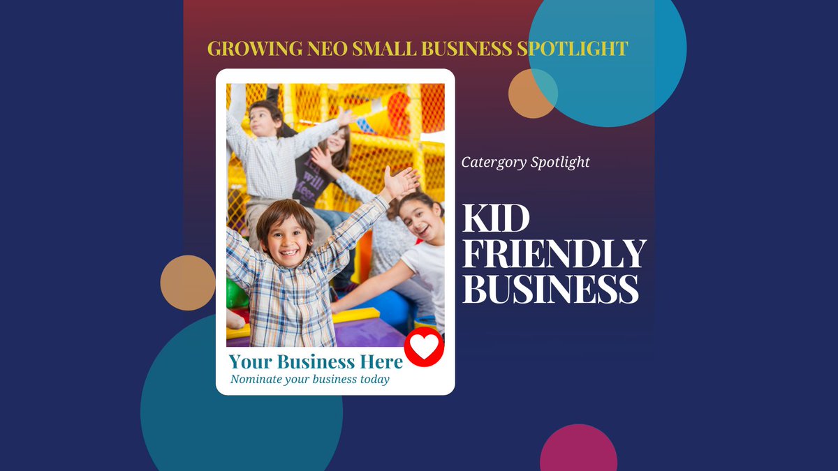 GrowingNeoSMBs's tweet photo. Know a great Kid Friendly Business? If you have kids, you probably do. Nominate them for our Growing NEO Small Business Showcase at ⠀https://t.co/bRyiP3dPuX 

Nominations accepted through the end of the week
⠀
#SupportSmallBusinesse #smallbusinessowners #smallbusinessowners https://t.co/goaA5D9nuh