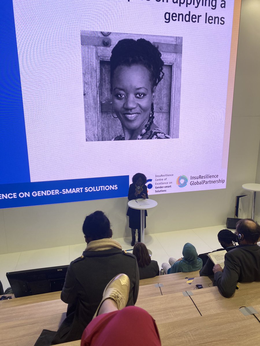 Emma_FlahertySN's tweet photo. Now hearing from Eva Kavuma, COO on  @ARCapacity on how a gender smart lens works in practice. Great to see so many organisations that are members of both @EarlyActionREAP &amp; @InsuResilience esp. as gender smart early action has been a key collaboration point for both our orgs https://t.co/nhkjDywklT