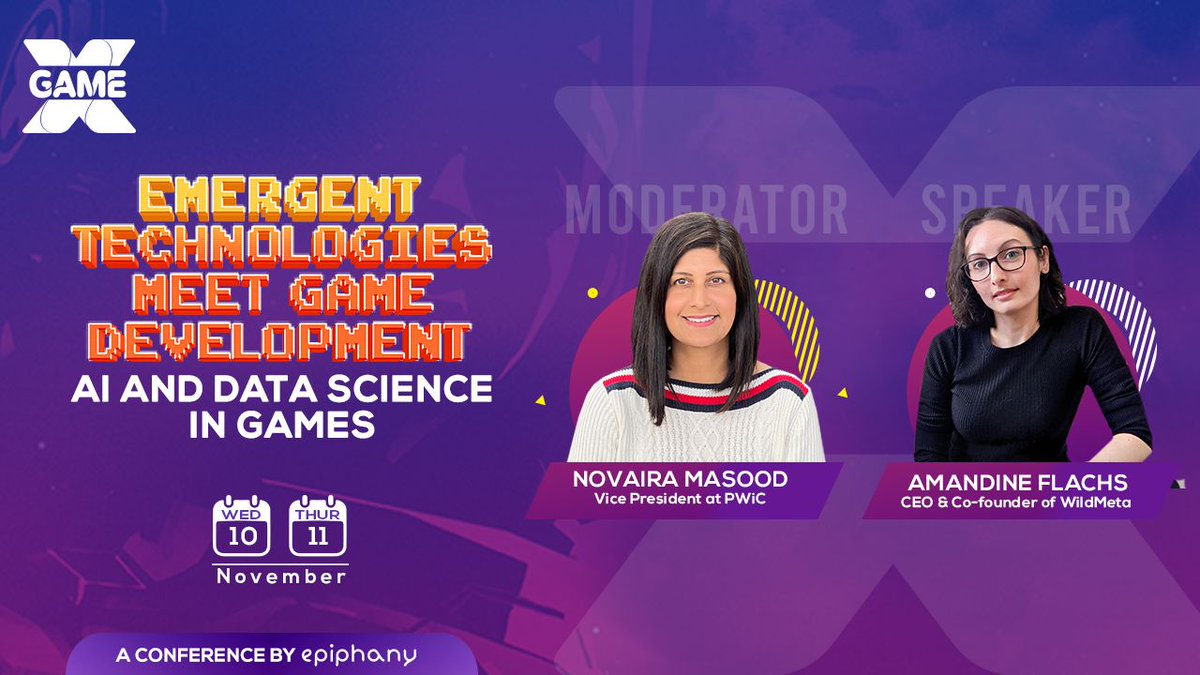 AmandineFlachs's tweet photo. This Thursday from 4.30pm GMT I will be taking part in @epiphanypk #GamesX2021 online event for a fire chat with @supernovaira to talk about data and AI in video games.  

#gamedev  @WildMeta_AI https://t.co/7Xnhy4vdpk
