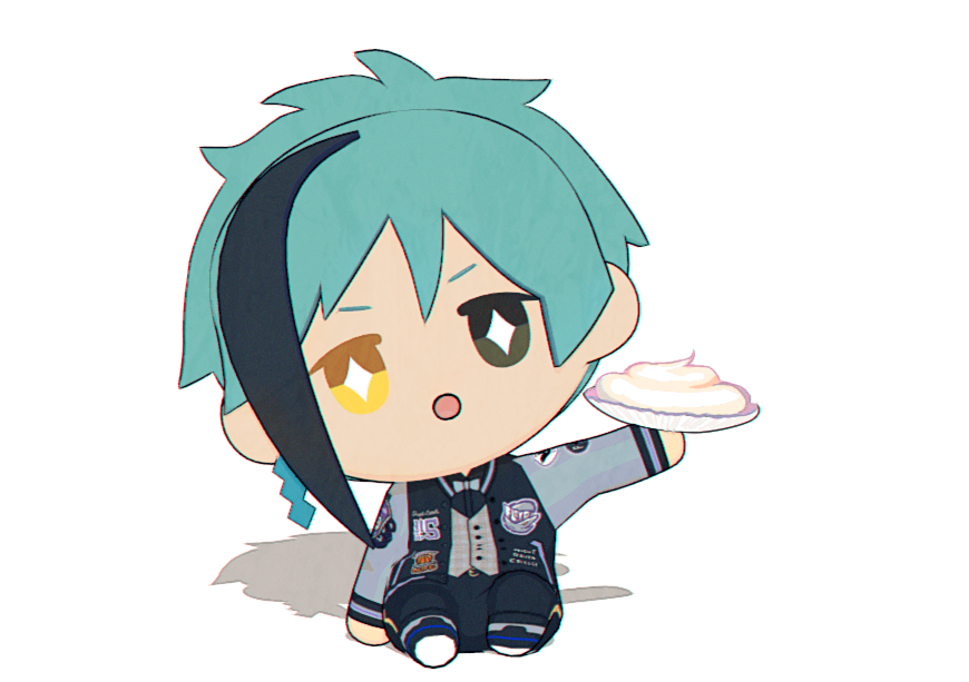 heterochromia 1boy chibi male focus solo food black hair  illustration images