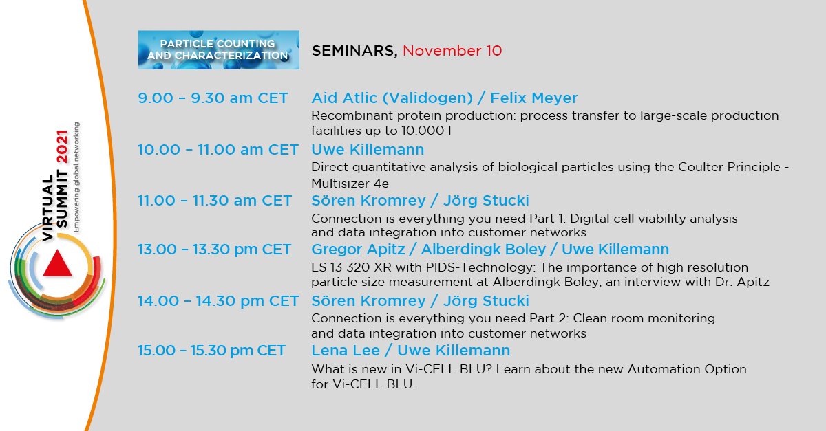 BCILifeSciences's tweet photo. Join us for #VirtualSummit2021 tomorrow for these interactive events in our Digital Campus!
Check out these great seminars Wednesday for:
• flow cytometry
• genomics
• particle counting & characterization
• automated liquid handling
Register now: https://t.co/X3Dxh4LFwz https://t.co/EGa0E0NQoy