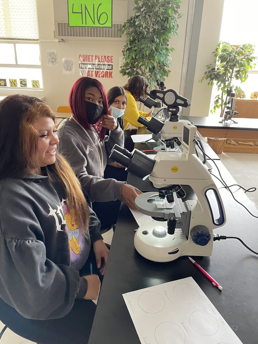 irvinghighCSI's tweet photo. Forensic Students perfecting their microscope techniques. #forensics @irvinghighCSI @iisdCTE #STEM #LearningEveryday https://t.co/kHz9luo5Le