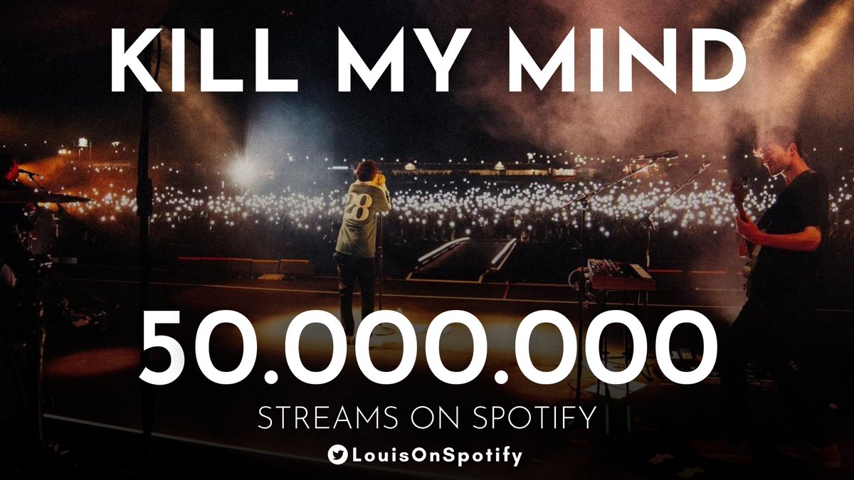 LouisOnSpotify's tweet photo. 📈 || "Kill My Mind" by @Louis_Tomlinson has surpassed 50 MILLION streams on Spotify!
— It's Louis' 3rd song from "Walls" and 7th song overall to reach this milestone.
• (https://t.co/M9QO5aruFZ) https://t.co/5V36jpkAQb