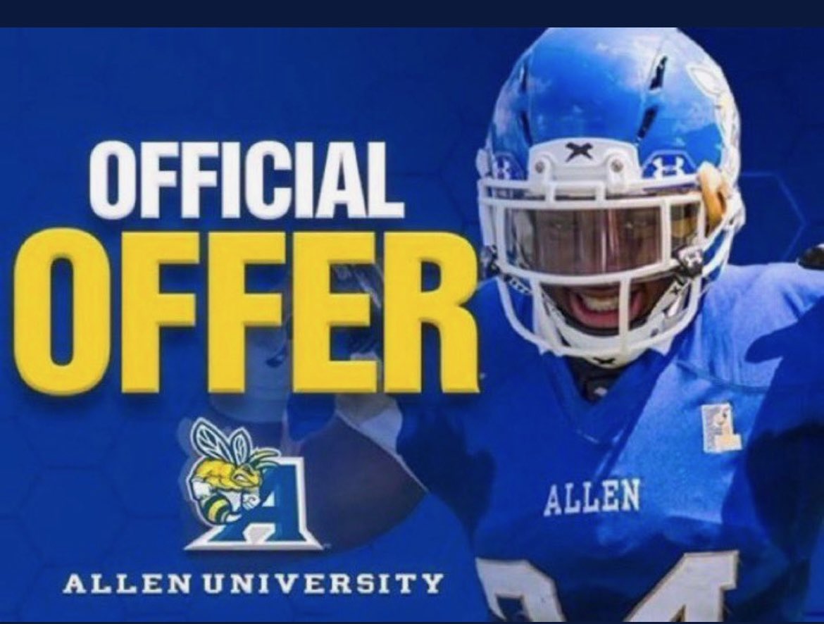 Wow… Truly Blessed To Receive My First Offer From Allen University 💛💙 <a href="/teddyk95/">Teddy Keaton</a> <a href="/auyellowjackets/">Allen University Athletics</a> <a href="/DC_Sports_706/">Coach TJ</a> <a href="/BigFaceSportss/">BigFaceSports, (Recruiting & Scouting)</a> <a href="/CoachCoffey1/">Dr. Pierre Coffey</a> <a href="/CoachFour/">Coach Justin Newman</a>