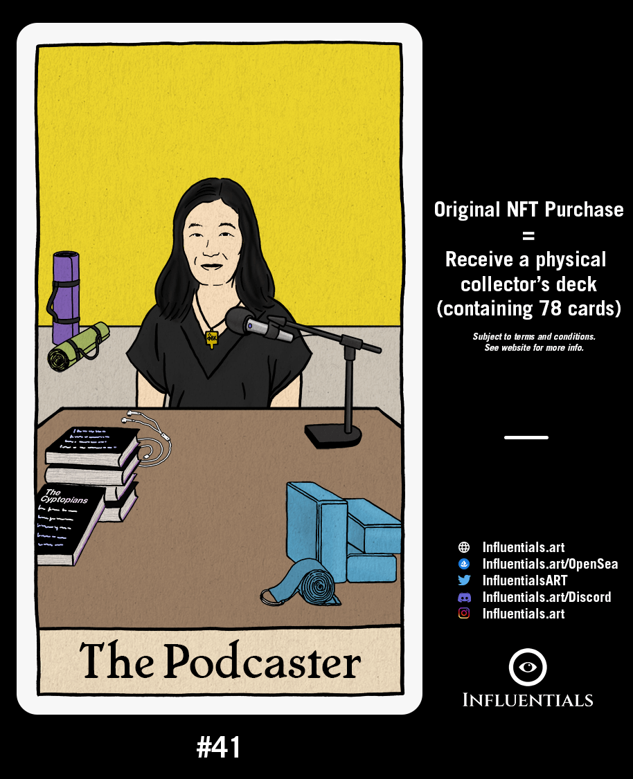 InfluentialsART's tweet photo. 📣New Card📣

🎴#41 - The Podcaster

🏷️Price: 0.15 ETH (valid for 1 month)

🔥Original purchase / First buyer = free physical tarot deck (78 cards)

@laurashin 
@Unchained_pod 

🔗https://t.co/ZZlOB6ameo

#Influentials #Cryptomemes #nftcollector #NFTs #NFT  #openseanfts https://t.co/7KvjoNqmQT