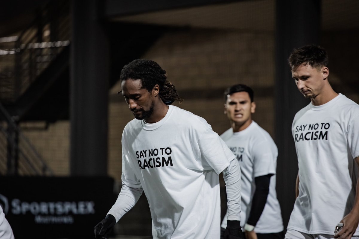 KClayFootball's tweet photo. Say no to racism. 

@StumptownAC @NISALeague https://t.co/O5kBHKZKPJ