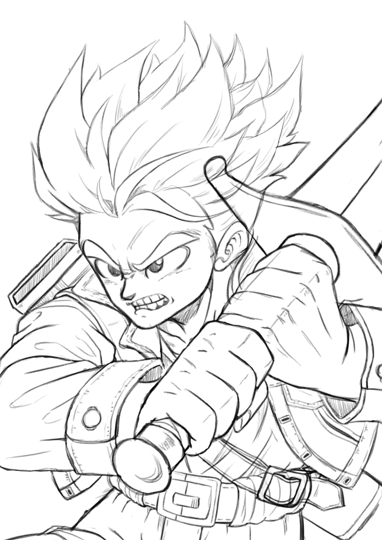 Mirai Trunks Super Saiyan Rage Lineart By Chronofz - Trunks